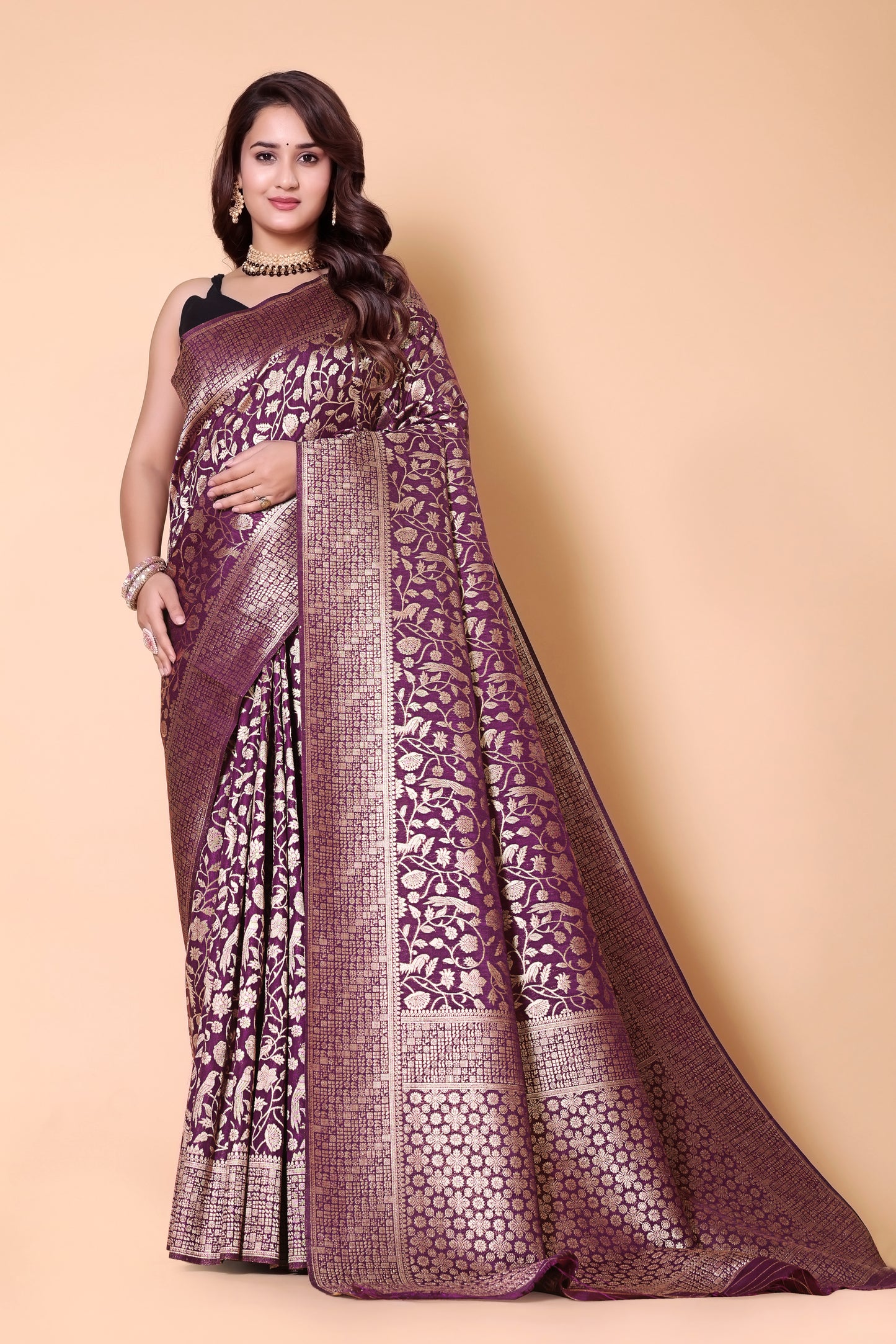 Banarasi Mango Tussar Weaving Sarees - Brown