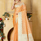 Light Orange Banaras Kora Organza silk - AbirabyBeena