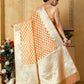 Light Orange Banaras Kora Organza silk - AbirabyBeena