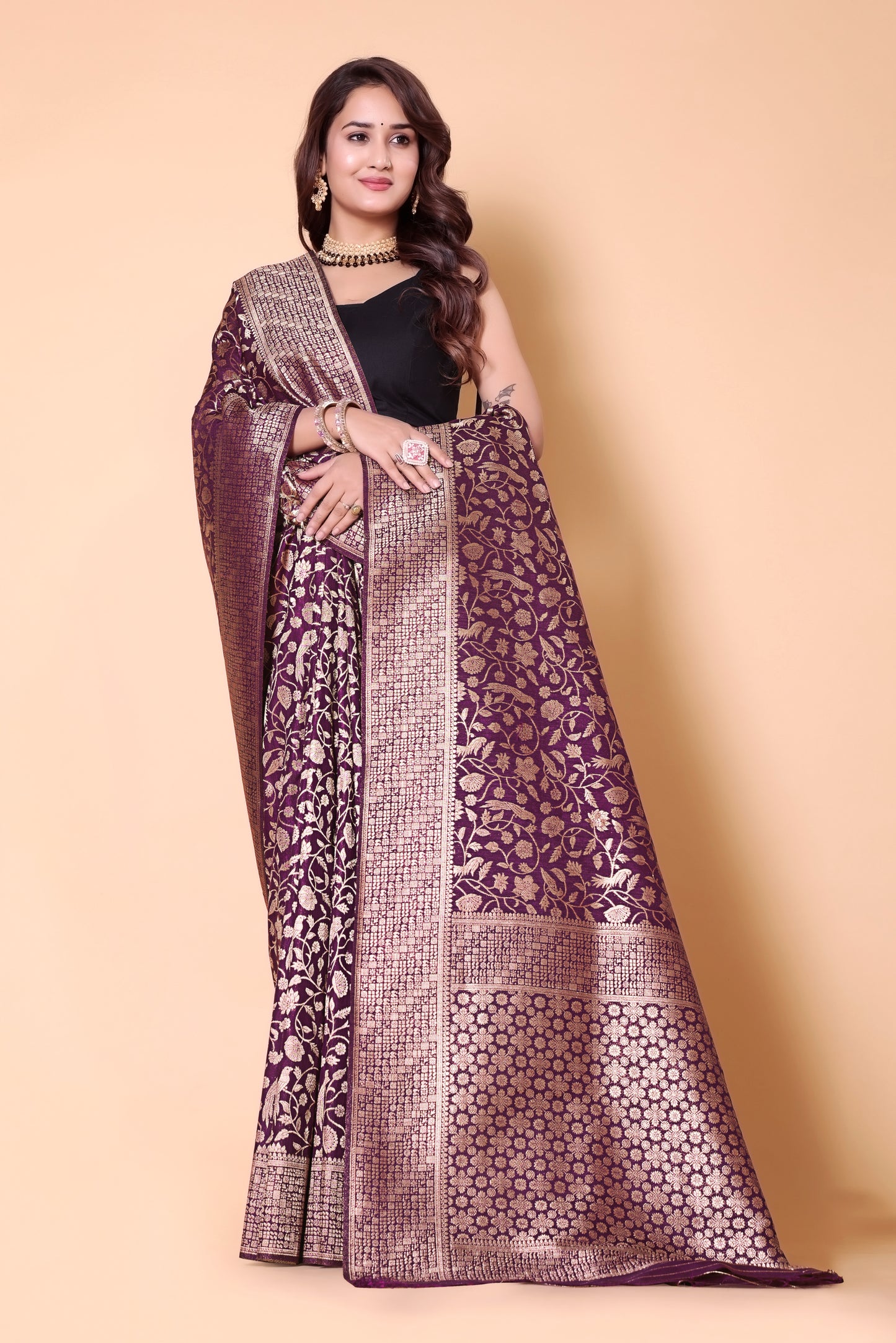 Banarasi Mango Tussar Weaving Sarees - Brown