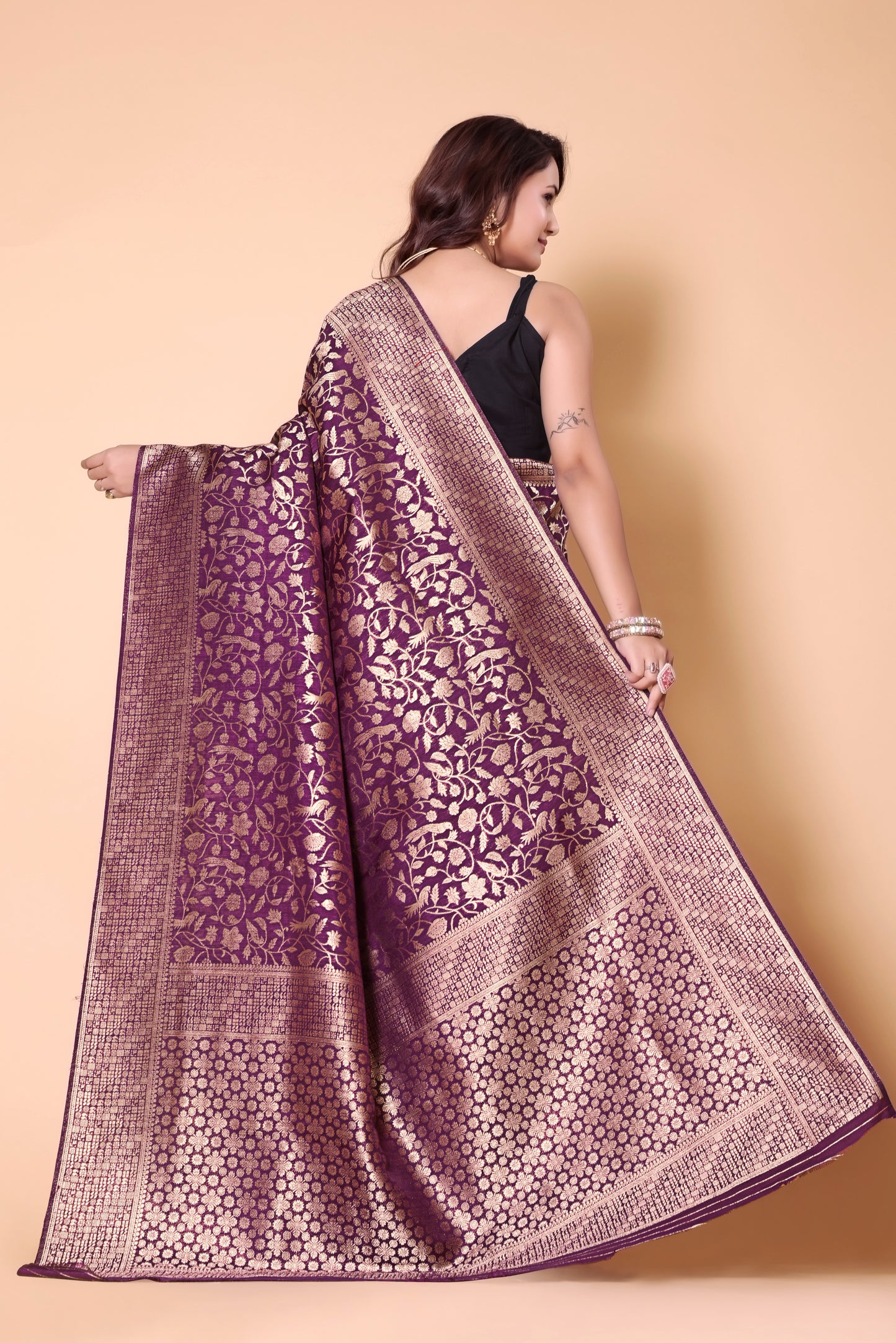 Banarasi Mango Tussar Weaving Sarees - Brown