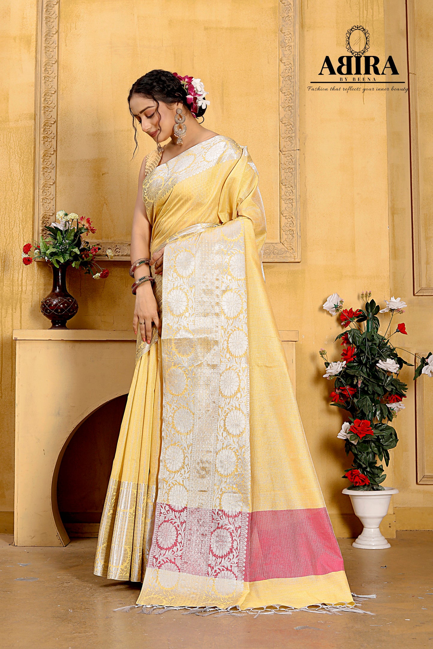 Yellow Banaras Cotton silk