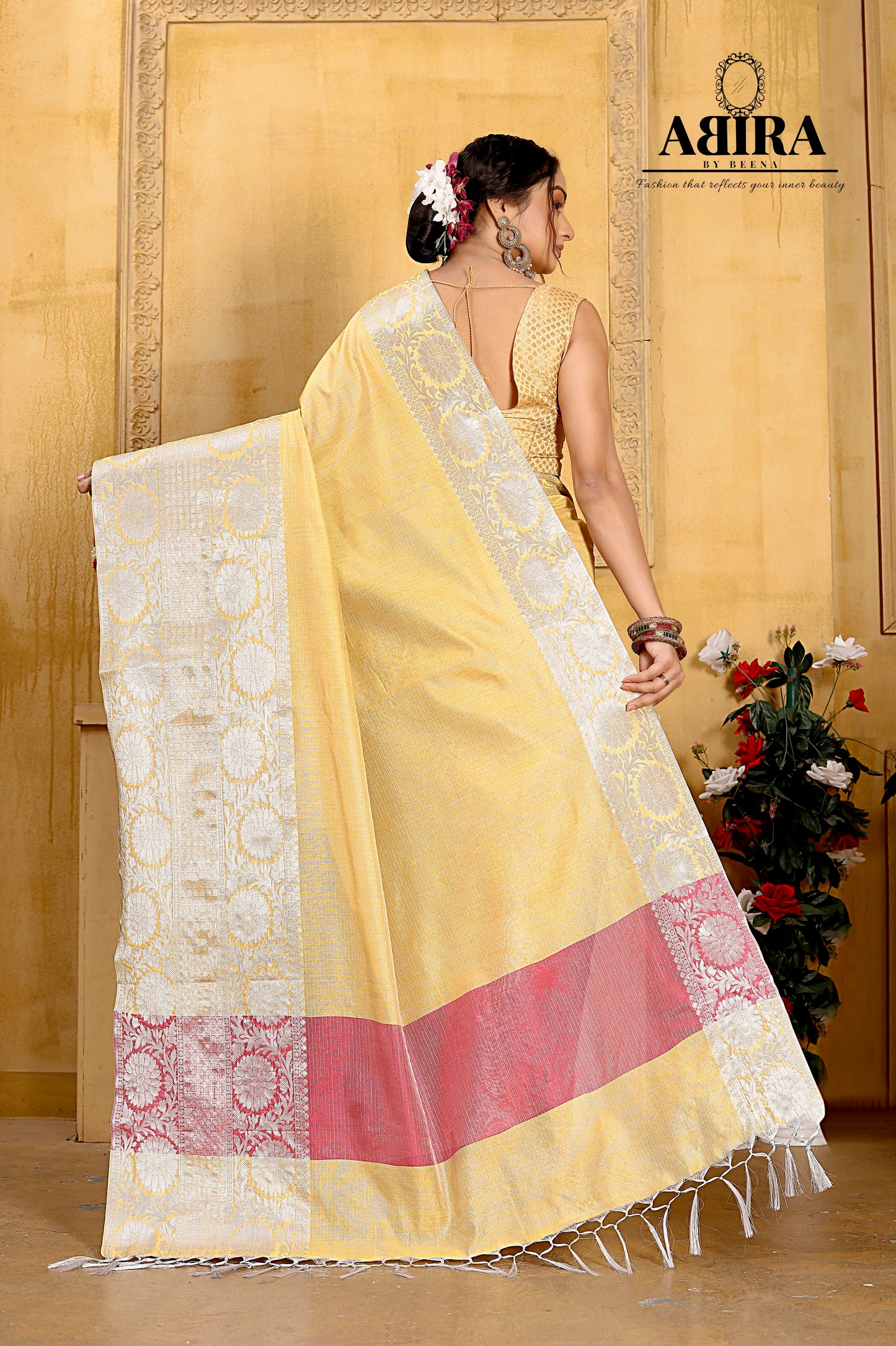 Yellow Banaras Cotton silk - AbirabyBeena