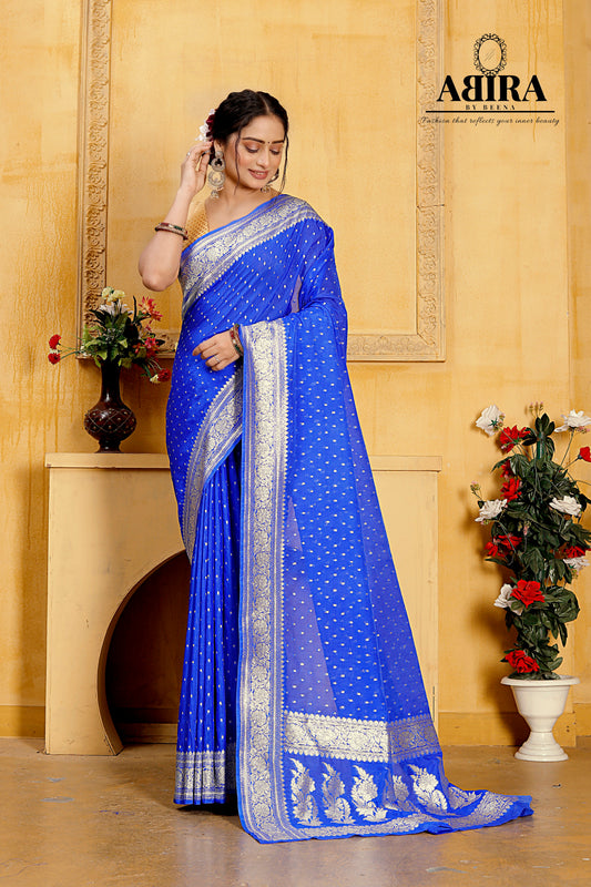 Blue Banaras Crepe silk - AbirabyBeena