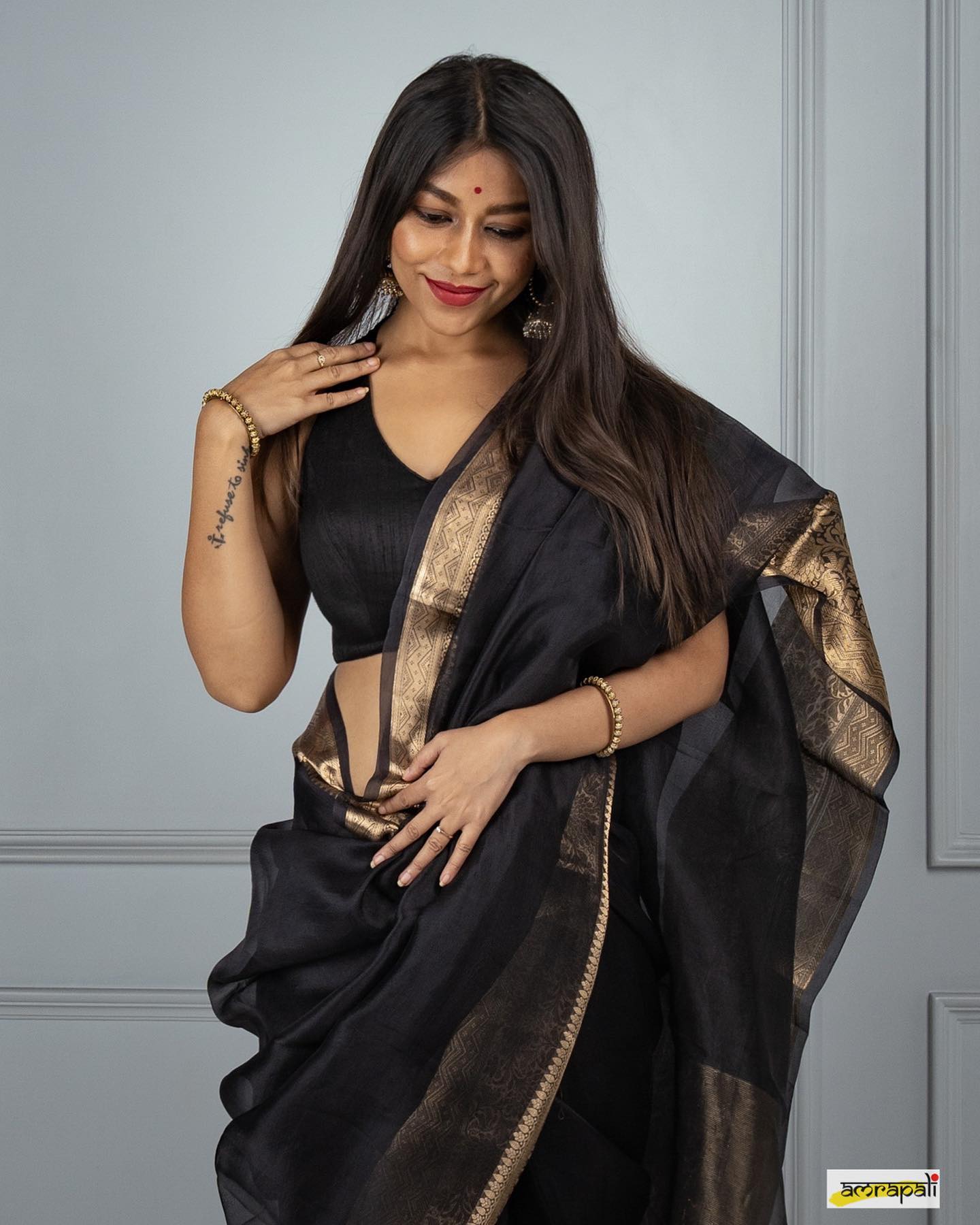 Black Kora Organza Noor soft silk