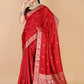 Red Semi Katan Soft silk Saree-Rupa
