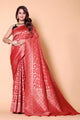 Banarasi Mango Tussar Weaving Sarees - RED - AbirabyBeena