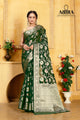 Bottle Green Banaras Soft Georgette Jaal silk - AbirabyBeena