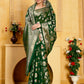 Bottle Green Banaras Soft Georgette Jaal silk - AbirabyBeena