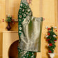 Bottle Green Banaras Soft Georgette Jaal silk