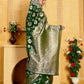 Bottle Green Banaras Soft Georgette Jaal silk - AbirabyBeena