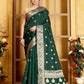 Bottle Green Banaras Soft Katan silk