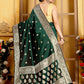 Bottle Green Banaras Soft Katan silk