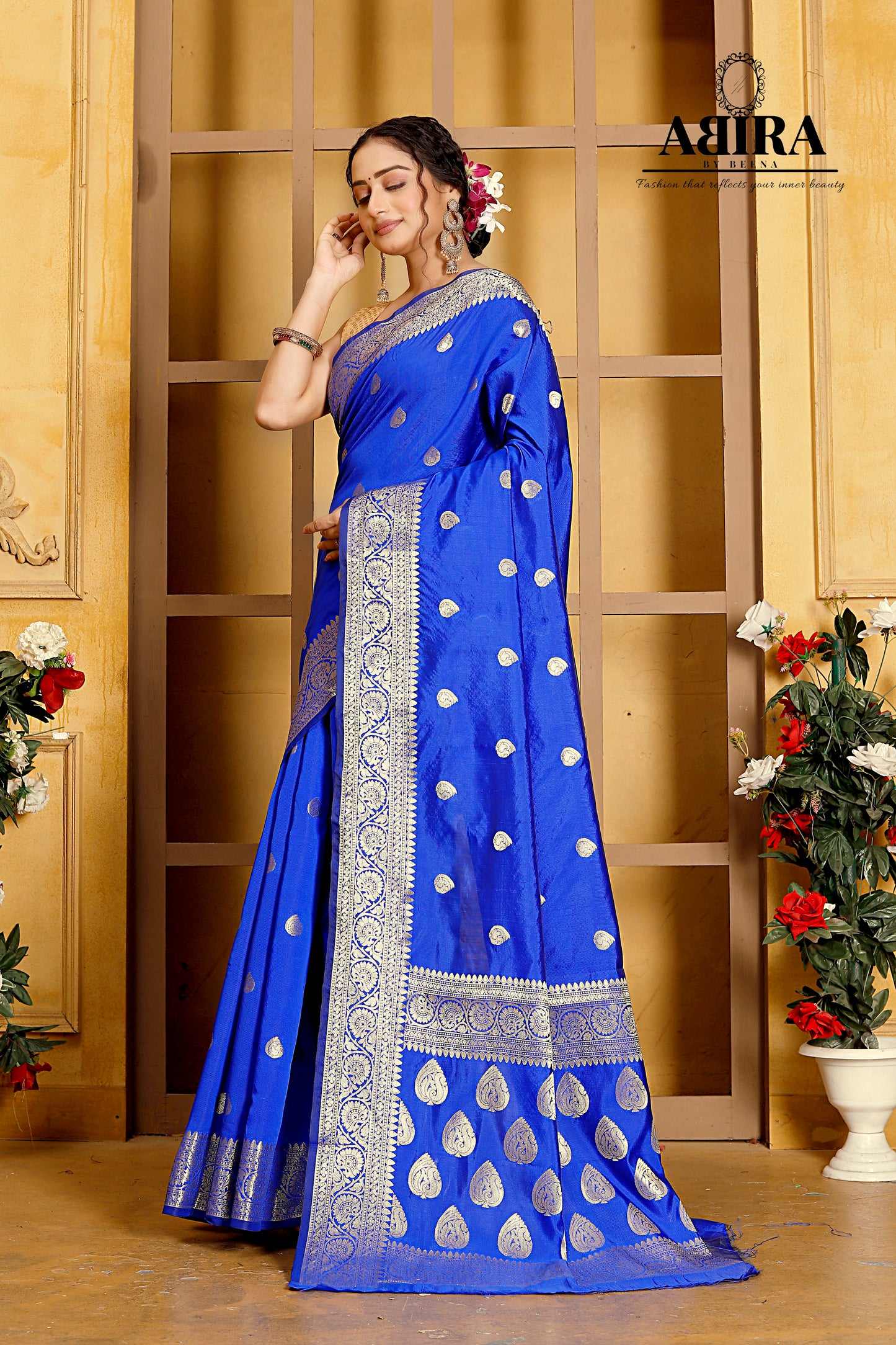 Blue Banaras Soft Katan silk