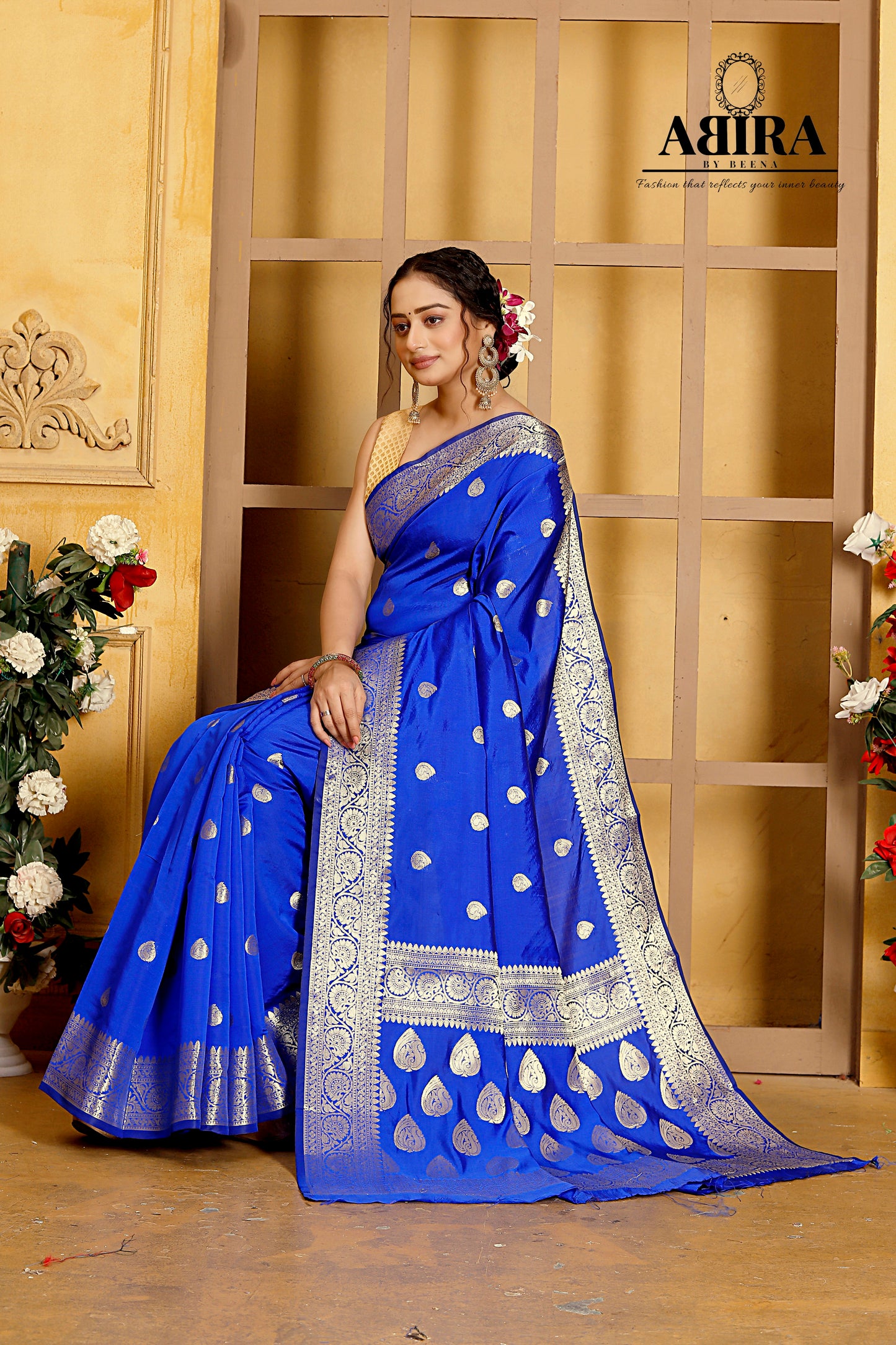 Blue Banaras Soft Katan silk