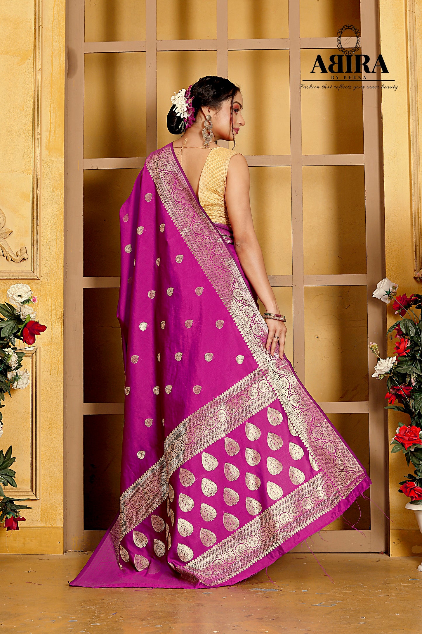 Magenta Pink Banaras Soft Katan silk - AbirabyBeena
