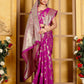 Dark Pink Banaras Soft Georgette Jaal silk - AbirabyBeena
