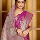 Dark Pink Banaras Soft Georgette Jaal silk - AbirabyBeena
