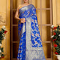 Blue Banaras Soft Georgette Jaal silk - AbirabyBeena