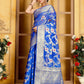 Blue Banaras Soft Georgette Jaal silk - AbirabyBeena