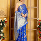 Blue Banaras Soft Georgette Jaal silk - AbirabyBeena