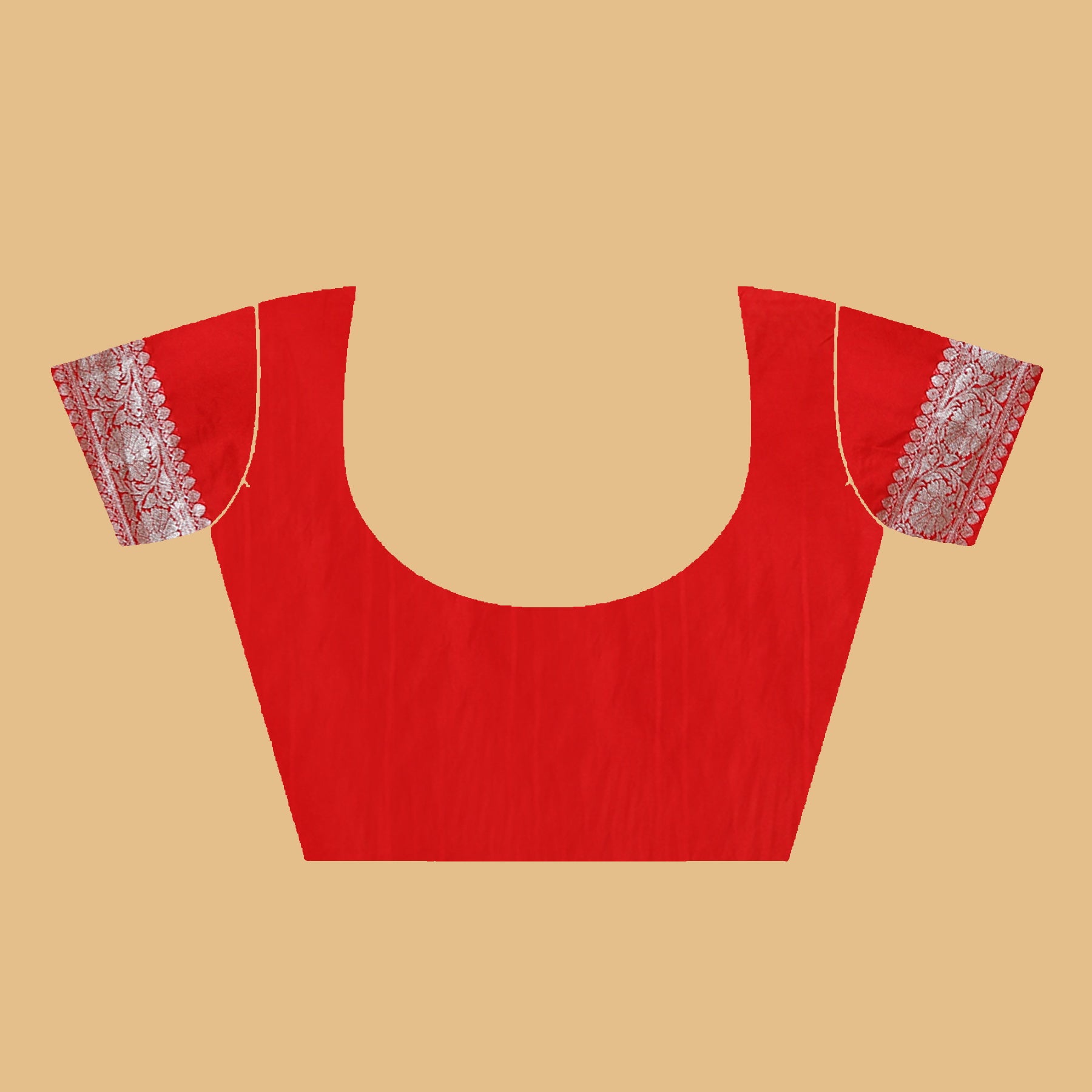 Red Banaras Crepe silk - AbirabyBeena