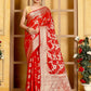 Red Banaras Soft Georgette Jaal silk