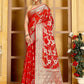 Red Banaras Soft Georgette Jaal silk