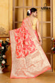 Raspberry red Banaras Soft Georgette Jaal silk - AbirabyBeena