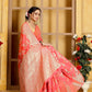 Raspberry red Banaras Soft Georgette Jaal silk - AbirabyBeena