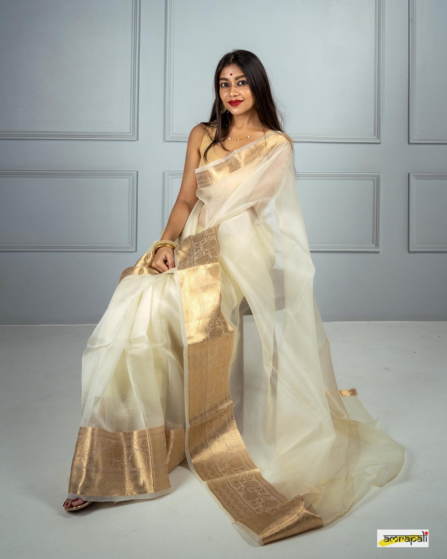 Cream Kora Organza Noor soft silk