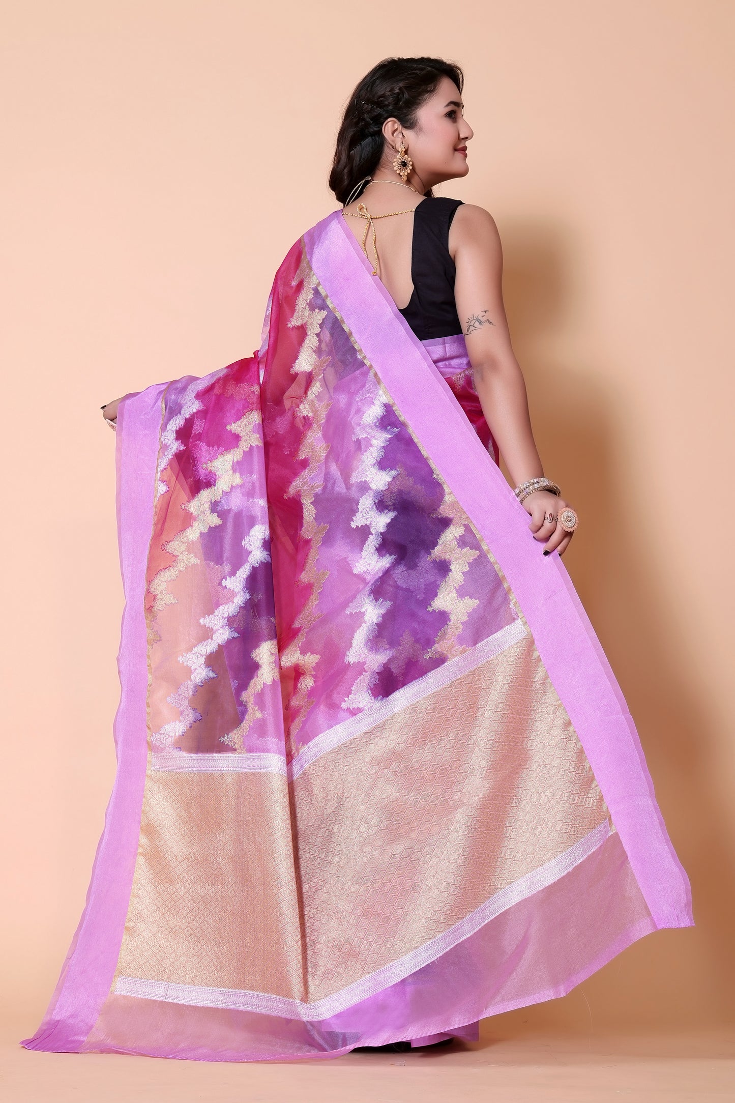 Banarasi Organza Rangkaat saree - Lilac
