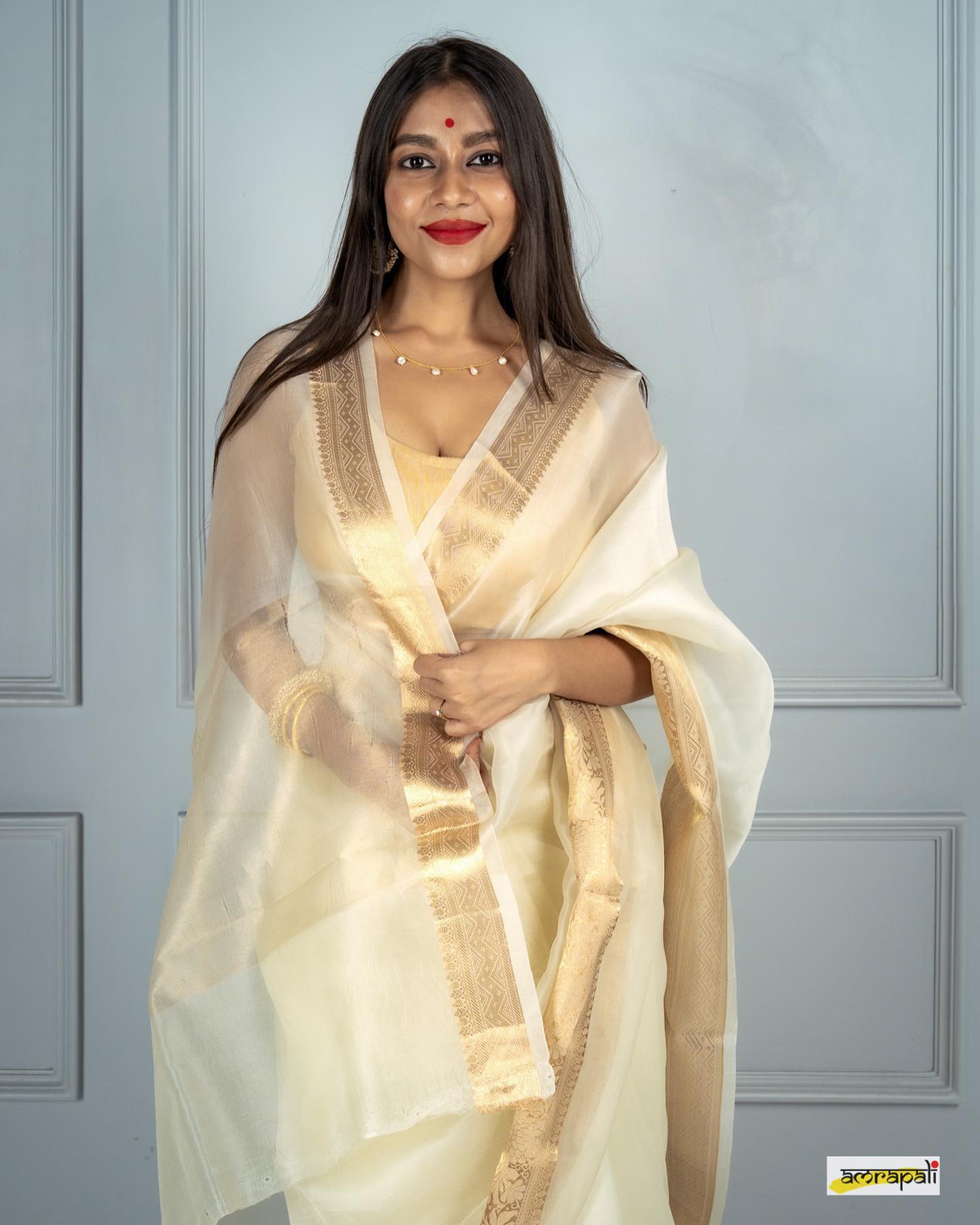Cream Kora Organza Noor soft silk