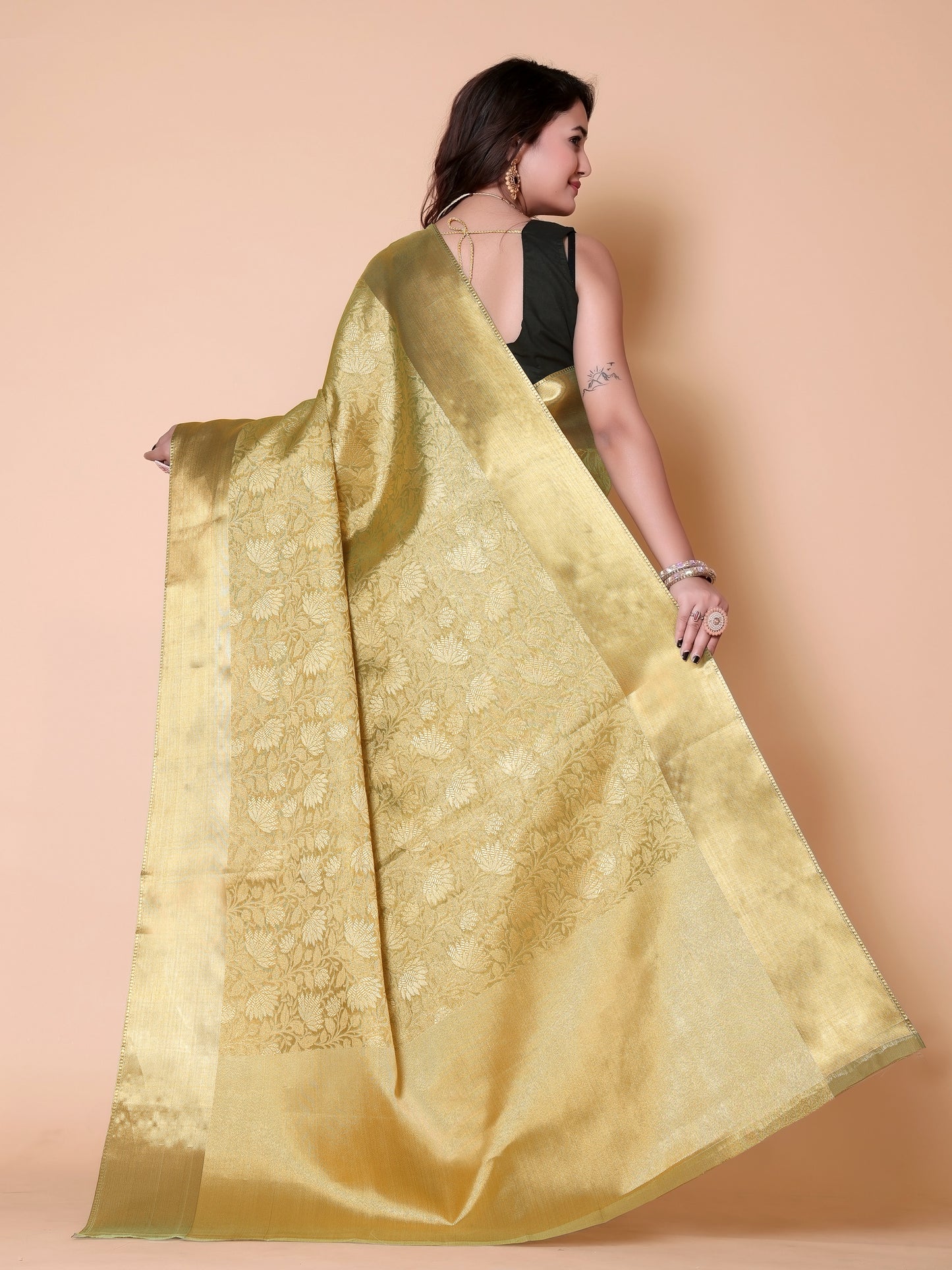 Nita ambani TISSUE silk Saree - Gold