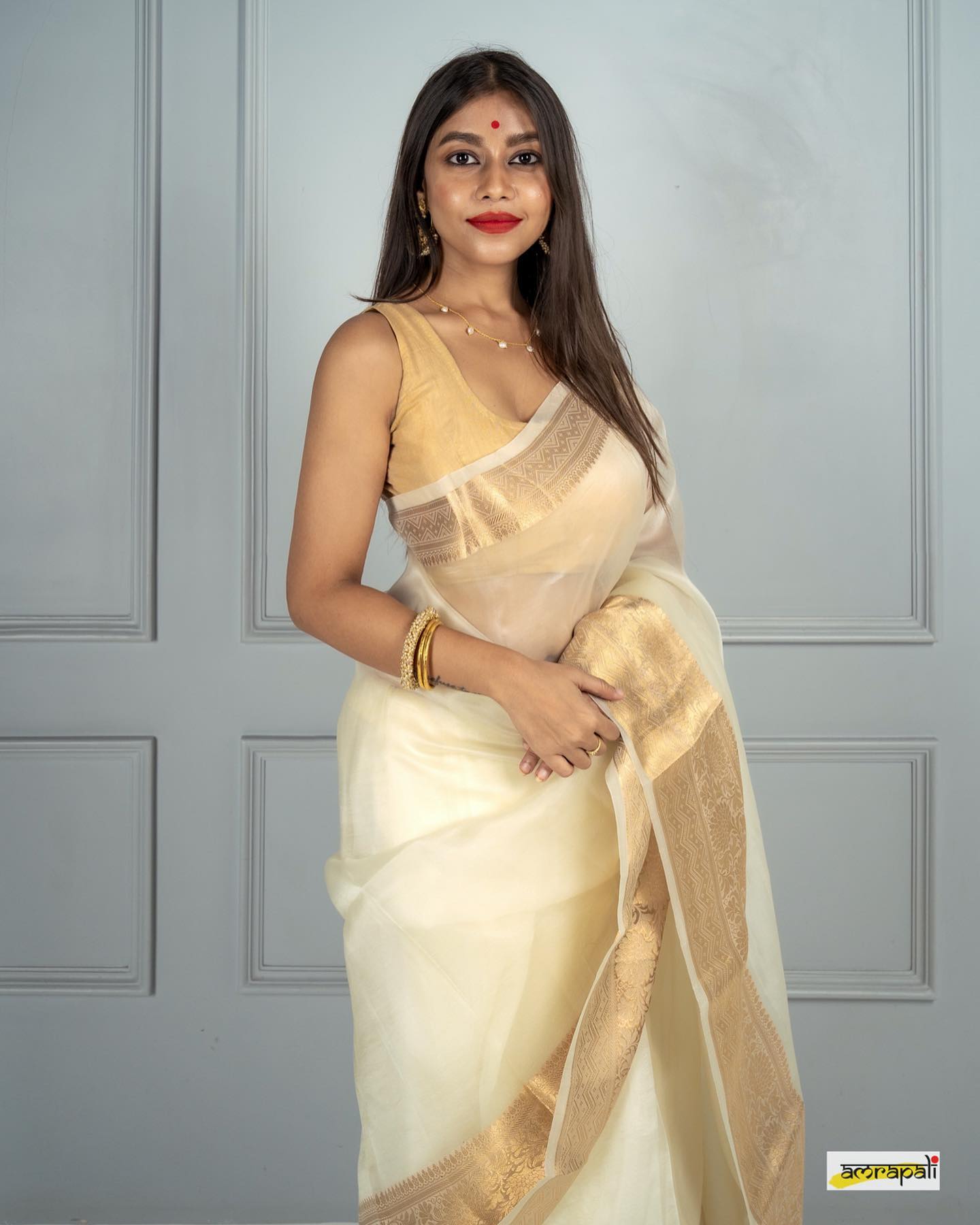 Cream Kora Organza Noor soft silk