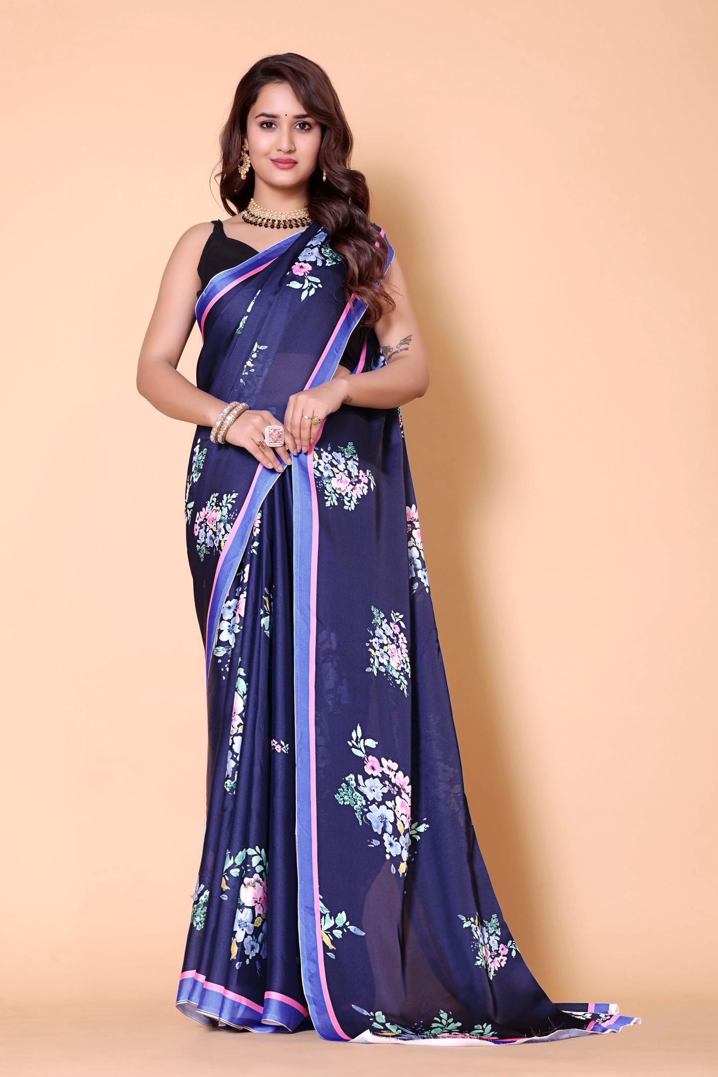 Aliya Crepe Silk Saree - BLUE