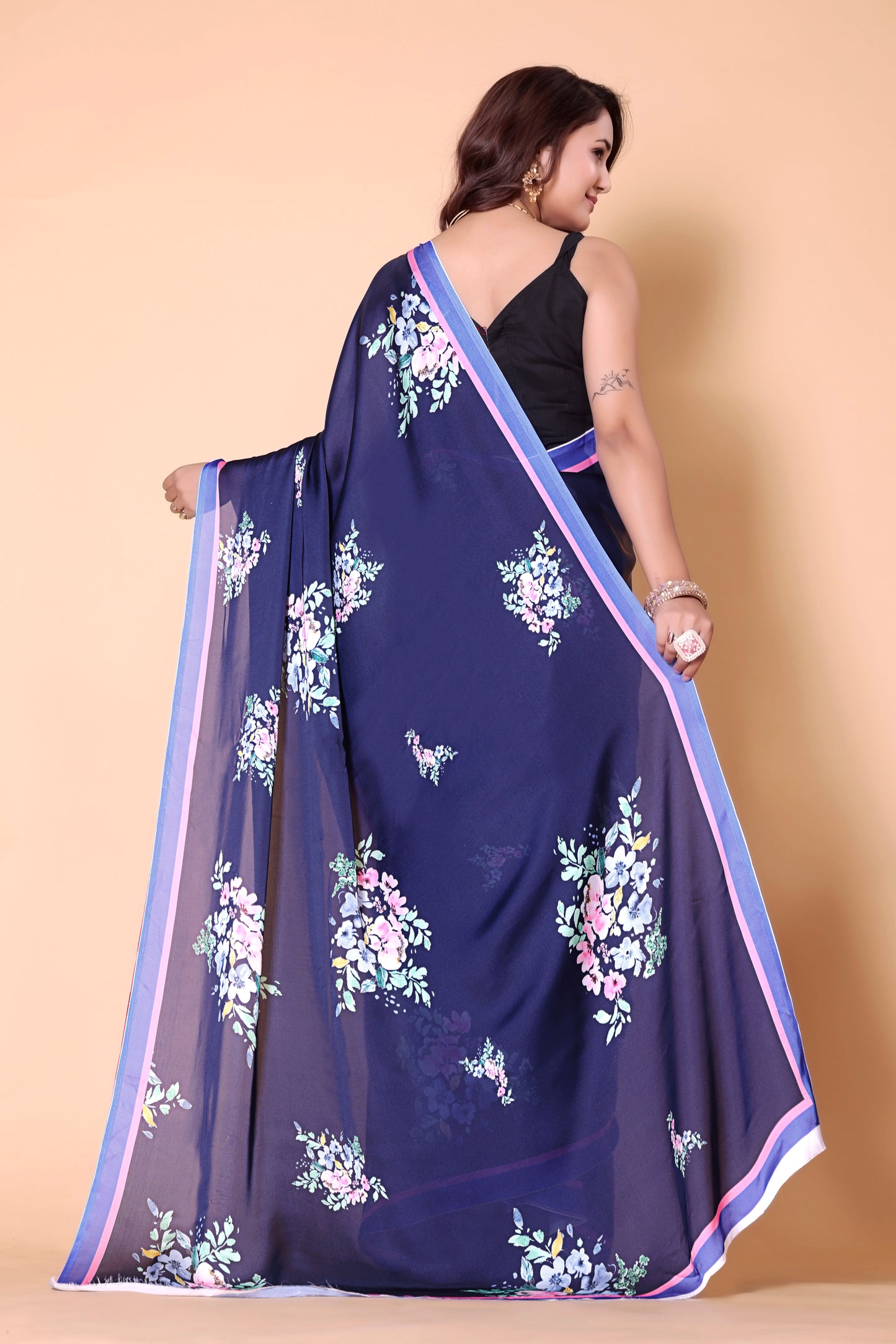 Aliya Crepe Silk Saree - BLUE