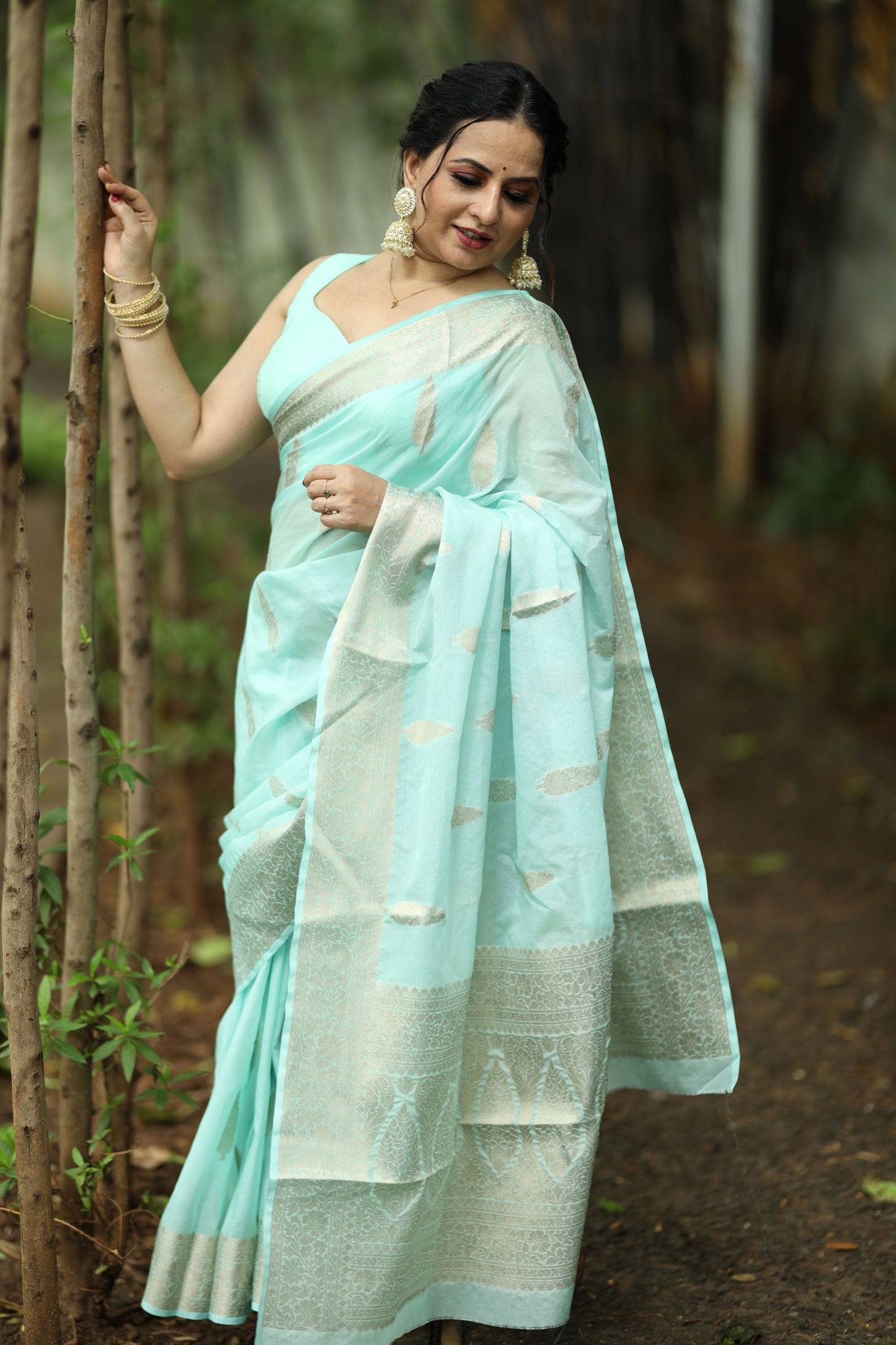 Sky Blue Banaras warm silk