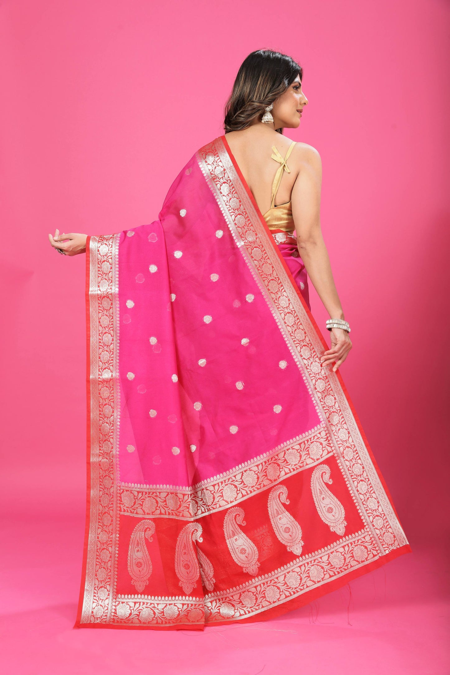 Pink Banaras Chiffon Silk