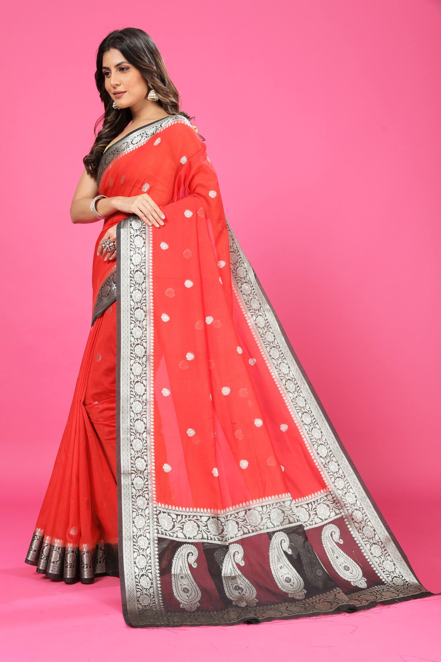 Red Banaras Chiffon Silk