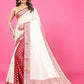 Dual white and Maroon Banaras Soft Georgette silk