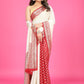 Dual white and Maroon Banaras Soft Georgette silk