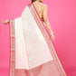 Dual white and Maroon Banaras Soft Georgette silk