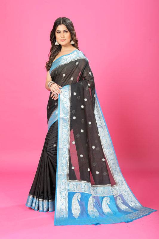 Black Banaras Chiffon Silk
