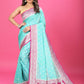 Sky Blue - magenta Katan Georgette Silk