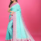 Sky Blue - magenta Katan Georgette Silk