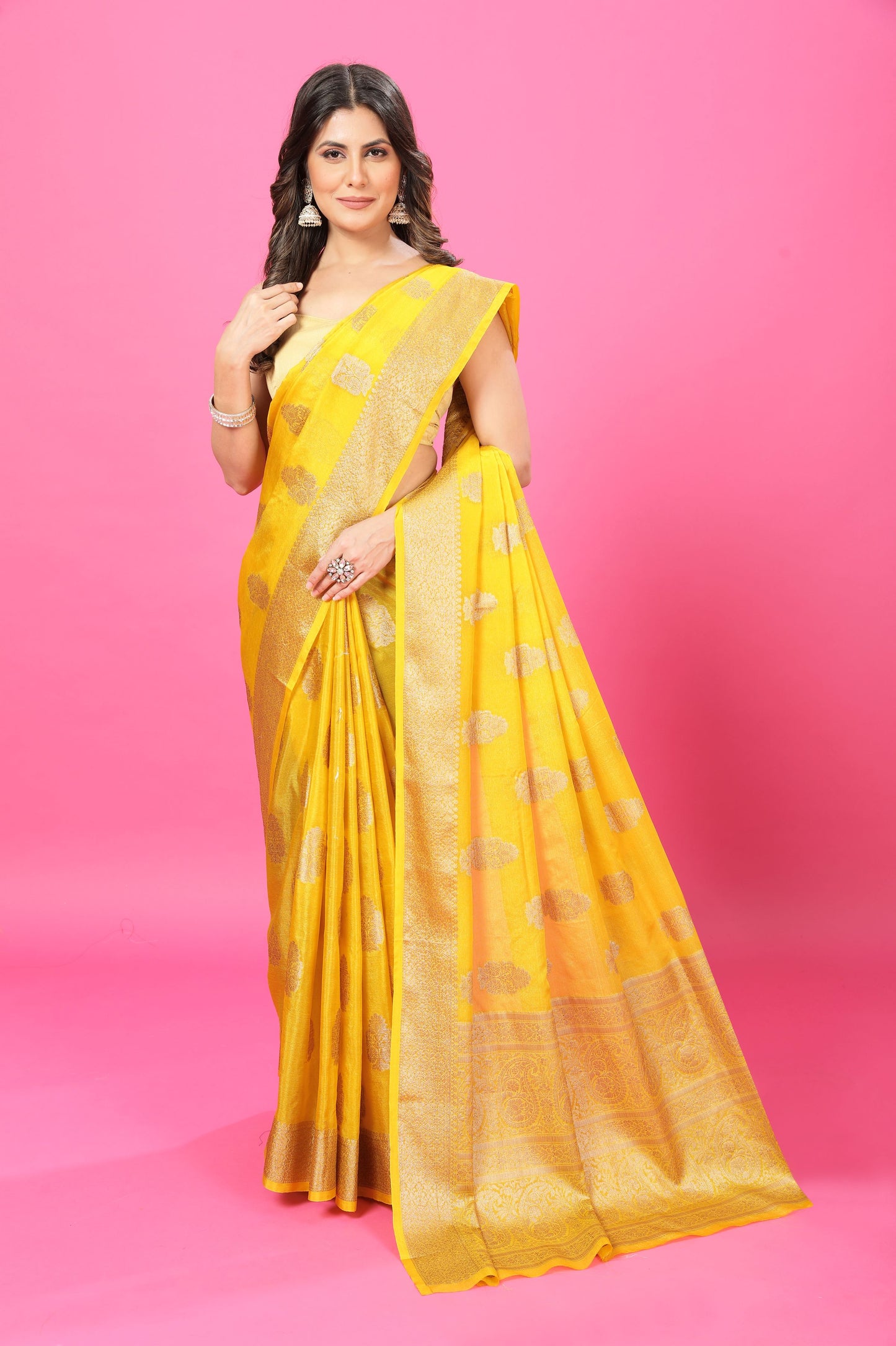 Yellow Banaras Crepe Silk - Heena
