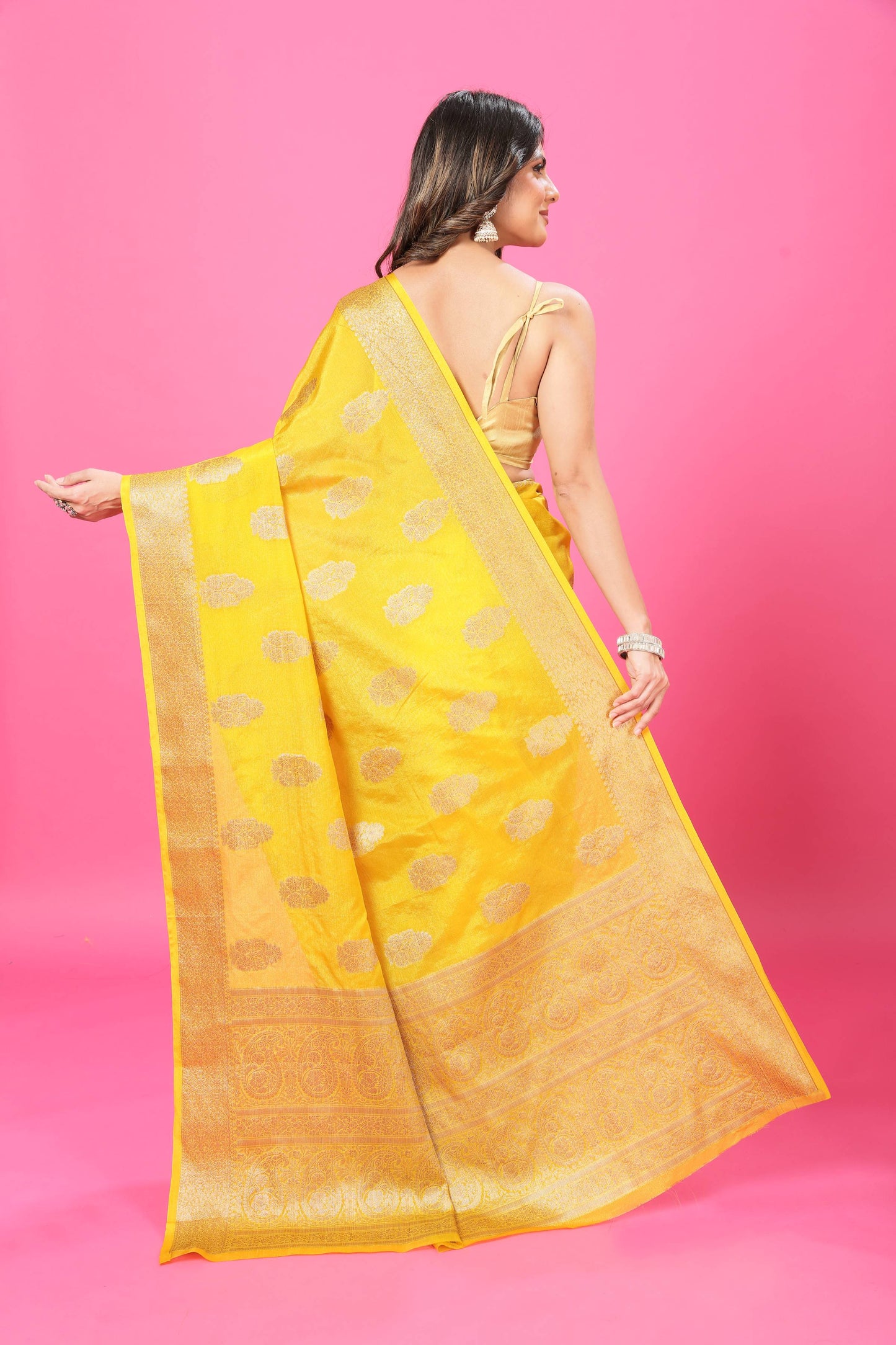Yellow Banaras Crepe Silk - Heena