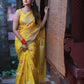 Yellow minakari Banaras Soft Georgette Jaal silk