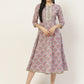 Blue & Pink Printed Fit & Flare Dress